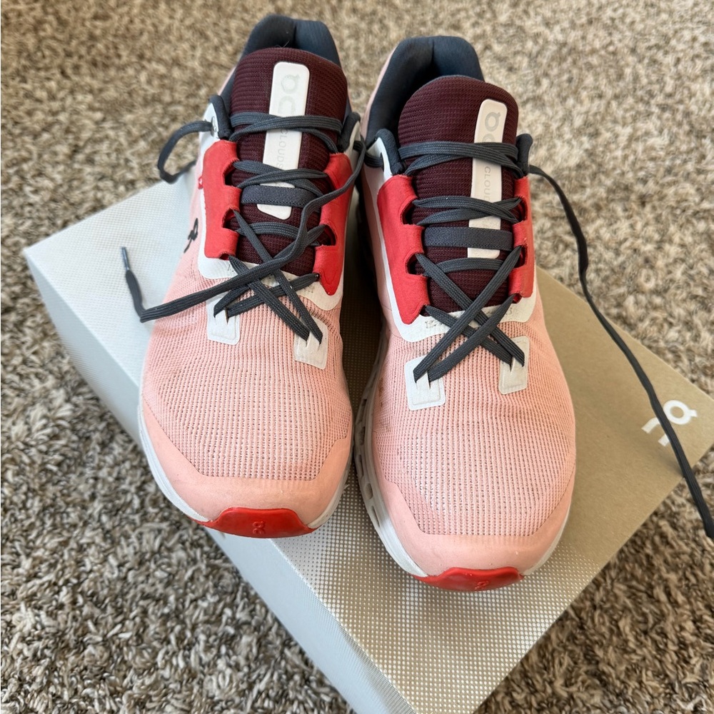 On Running Pink and Burgundy Sneakers